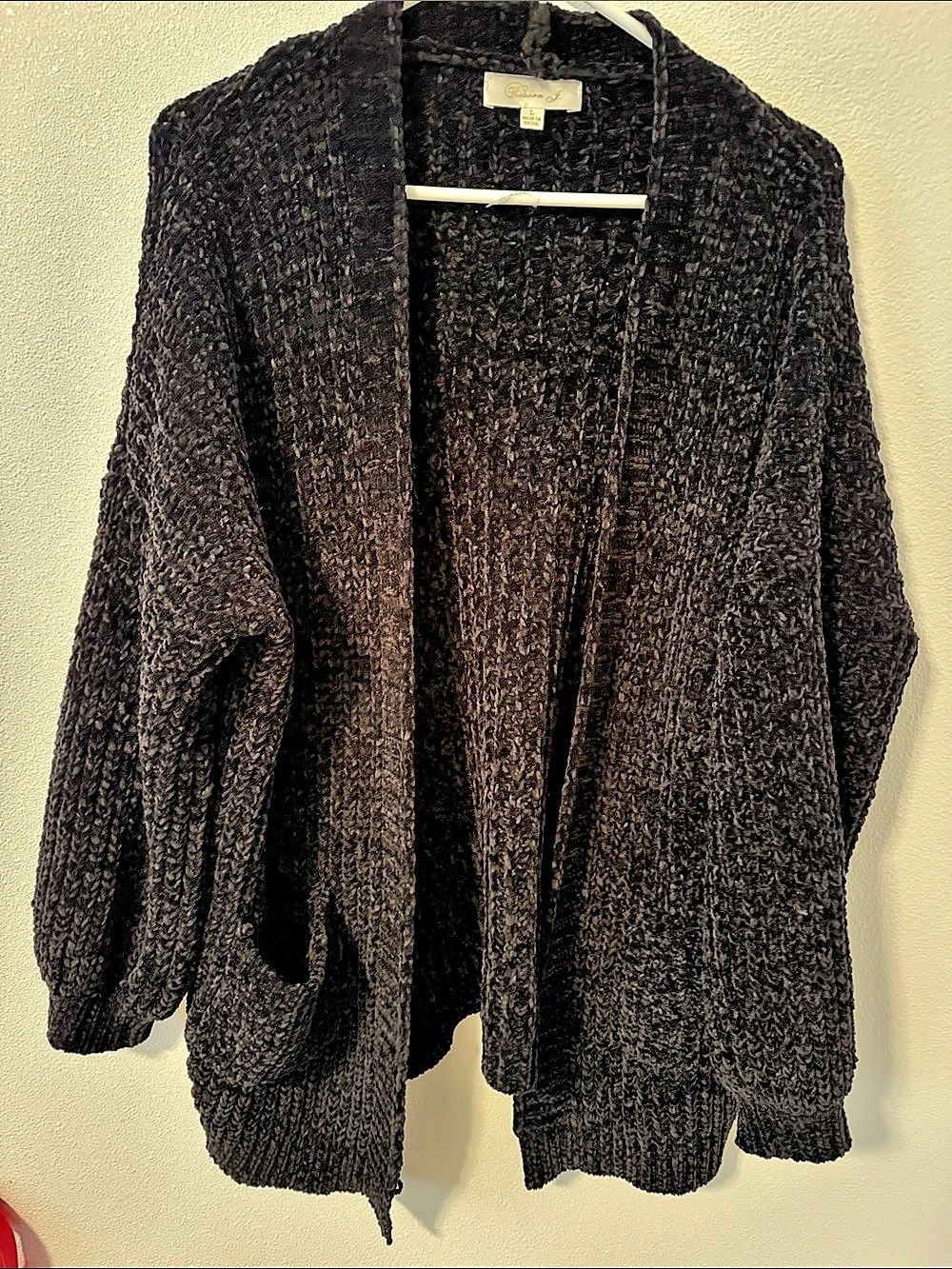 Reborn J. Black Open-Front Cardigan Polyester